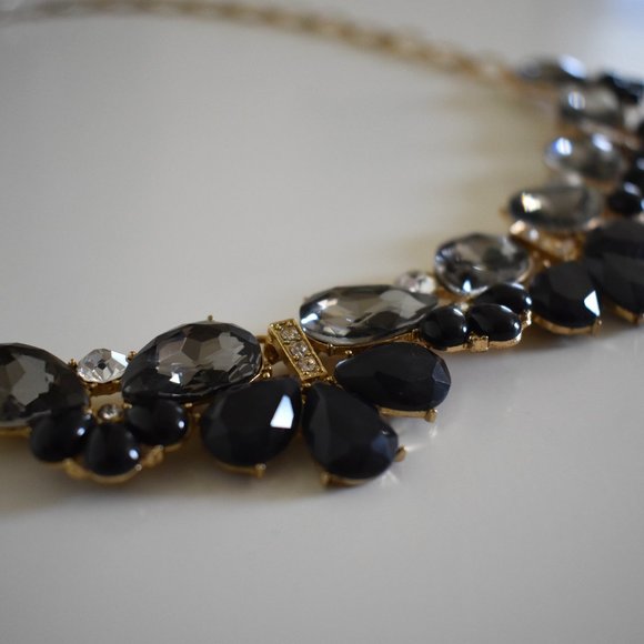 JCrew Black/Dark Grey & Gold Statement Necklace | Excellent Condition - Picture 2 of 6